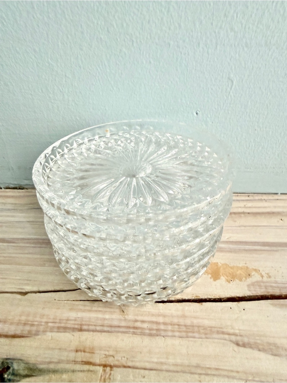 Set of 6 Clear Cut Glass Coasters - Picture 5 of 5